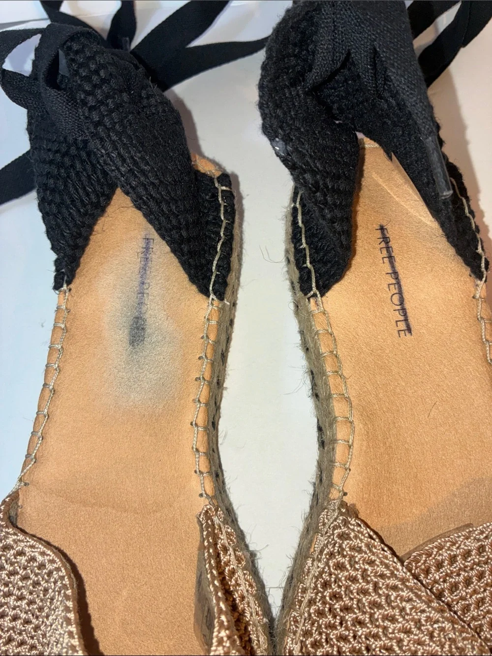 Free People, Island Time Espadrilles, Size EU 39/ US 8.5, Black & Beige